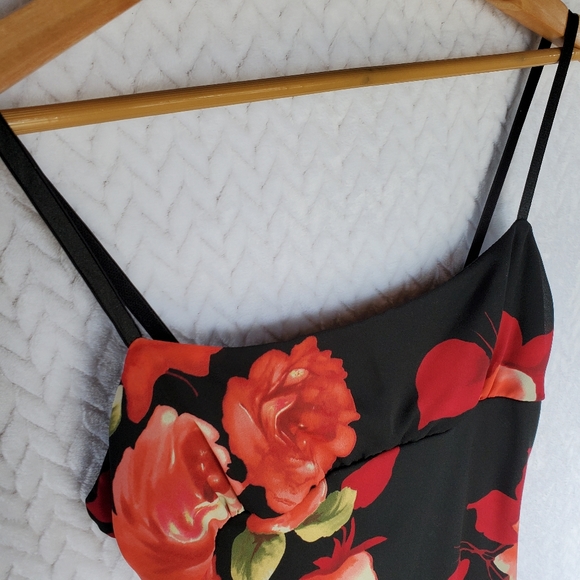 SOLD Necessary Objects Black Red Floral Dress Sz M - Picture 6 of 10